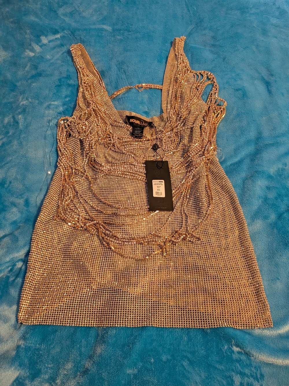 Nova Luxe Gold Chainmail Mini Dress, Metallic Gold Mesh Bodycon Party Clubwear